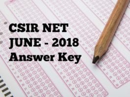 CSIR NET June 2018 Answer Key - Life Science & Chemical Science