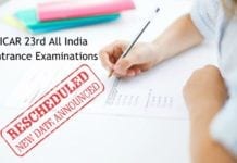 Exam Rescheduled - ICAR 23rd All India Entrance Examinations