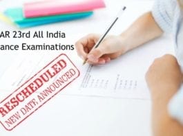 Exam Rescheduled - ICAR 23rd All India Entrance Examinations