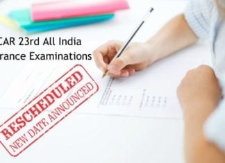 Exam Rescheduled – ICAR 23rd All India Entrance Examinations Exam Rescheduled - ICAR 23rd All India Entrance Examinations