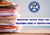 Important Notice From CSIR Regarding Issue of Certificates Important Notice From CSIR Regarding Issue of Certificates