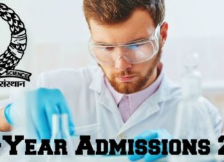 IISc PhD Research Programme Mid-Year Admissions 2018