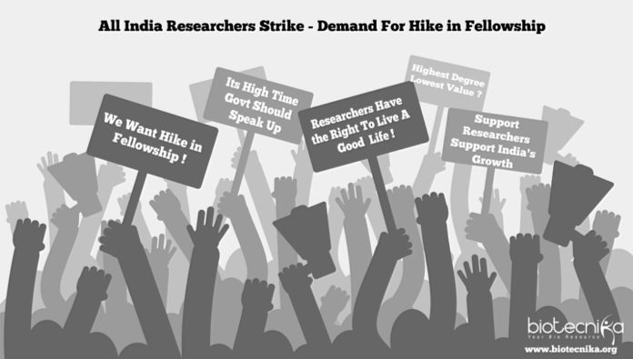 Nationwide Protests For Hike in Fellowship By Research Scholars