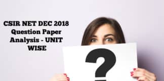 CSIR NET Dec 2018 Question Paper Analysis - Unit Wise Explanation