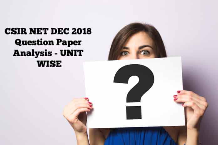 CSIR NET Dec 2018 Question Paper Analysis - Unit Wise Explanation