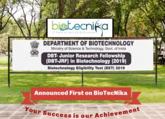 DBT-BET 2019 / DBT JRF 2019 Exam Date, Application, Eligibility