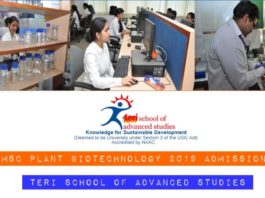 TERI-SAS MSc Admissions 2019