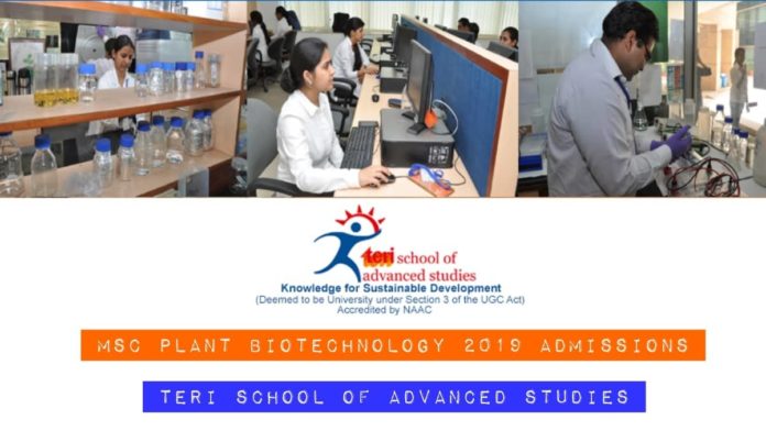 TERI-SAS MSc Admissions 2019