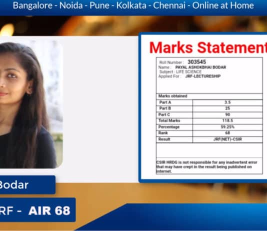 A Letter From CSIR NET Topper JRF 68 – Payal Bodar Billing desk has pinged u please check and revert asap