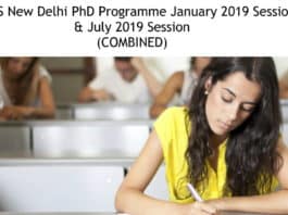 AIIMS, New Delhi PhD Programme July 2019 Admissions AIIMS PhD July 2019 Admissions