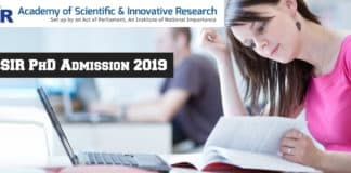 AcSIR PhD Admission 2019