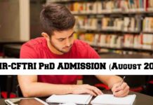 CSIR – CFTRI PhD Admission (August 2019) CFTRI PhD Admissions 2019