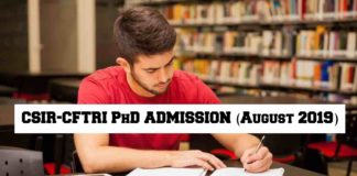 CFTRI PhD Admissions 2019