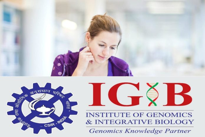 CSIR - IGIB PhD Admission 2019