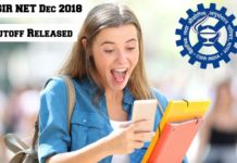 CSIR-NET Dec 2018 Cutoff