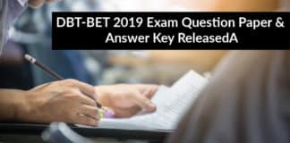 DBT-BET 2019 Exam Question Paper & Answer Key Released