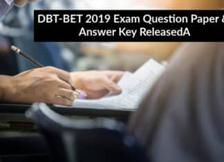 DBT-BET 2019 Exam Question Paper & Answer Key Released