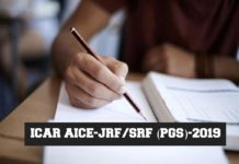 ICAR AICE-JRF/SRF (PGS)-2019