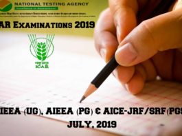 ICAR Examinations 2019