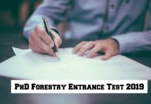 PhD Forestry Entrance Test 2019 Official Notification PhD Forestry Entrance Test