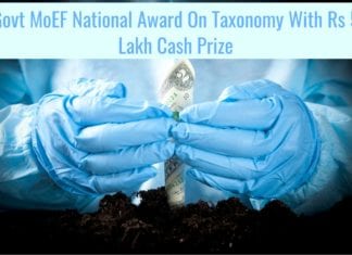 Govt MoEF National Award On Plant, Animal & Microbial Taxonomy – Rs 5 Lakh Cash Prize Govt MoEF National Award