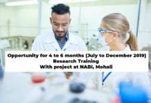 NABI Biotechnology Research Training With Project Opportunity NABI Research Training 2019