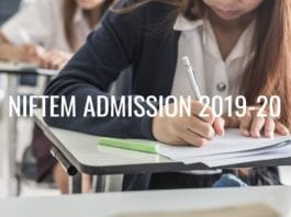 NIFTEM Admissions 2019-2020