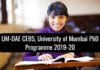 UM – DAE CEBS, University of Mumbai PhD Programme 2019 – 20 UM-DAE CEBS University of Mumbai PhD