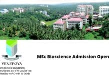 MSc Bioscience Admission Open @ Yenepoya Research Centre Yenepoya Research Centre Admission MSc 2019