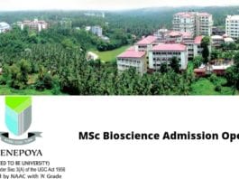 Yenepoya Research Centre Admission MSc 2019