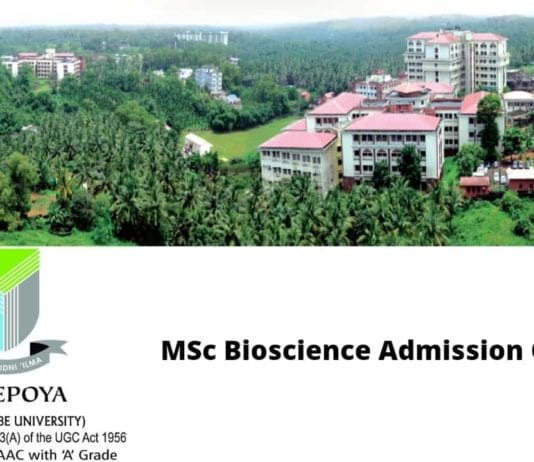 Yenepoya Research Centre Admission MSc 2019