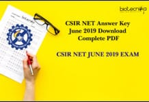 CSIR NET Answer Key June 2019 Download Complete PDF
