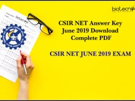 CSIR NET Answer Key June 2019 Download Complete PDF