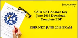 CSIR NET Answer Key June 2019 Download Complete PDF