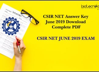 CSIR NET Answer Key June 2019 Download Complete PDF + Question Paper CSIR NET Answer Key June 2019 Download Complete PDF