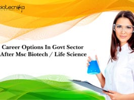 Career Options In Govt Sector After Msc Biotech / Life Science
