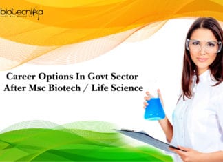 Career Options In Govt Sector After Msc Biotech / Life Science