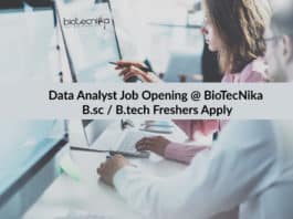 Data Analyst Job Opening @ Biotecnika | B.sc / B.tech Freshers Apply