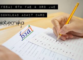 Download Admit Card For FSSAI FAE & JAE Exam 2019 FSSAI Admit Card