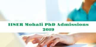 IISER Mohali PhD Admissions