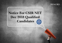 Notice For CSIR NET Dec 2018 Qualified Candidates