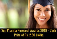 Sun Pharma Research Awards 2019 – Cash Prize of Rs. 2.50 Lakhs Sun Pharma Research Award