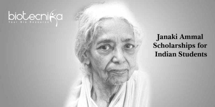 Janaki Ammal Scholarships for Indian Students