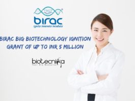 BIRAC BIG – Biotechnology Ignition Grant of Up to INR 5 Million BIRAC BIG - Biotechnology Ignition Grant