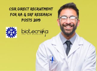 CSIR Direct Recruitment For RA & SRF Research Posts – 2019 CSIR Direct Recruitment