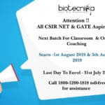 CSIR NET & GATE Coaching - Fresh Batch Announcement 2019