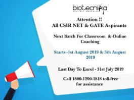 CSIR NET & GATE Coaching - Fresh Batch Announcement 2019