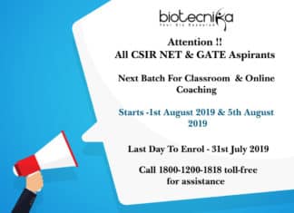 CSIR NET & GATE Coaching - Fresh Batch Announcement 2019