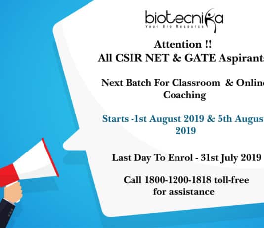 CSIR NET & GATE Coaching - Fresh Batch Announcement 2019