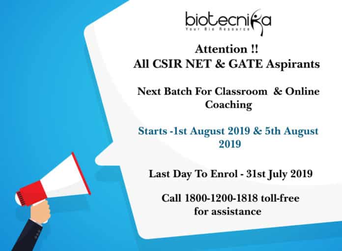 CSIR NET & GATE Coaching - Fresh Batch Announcement 2019